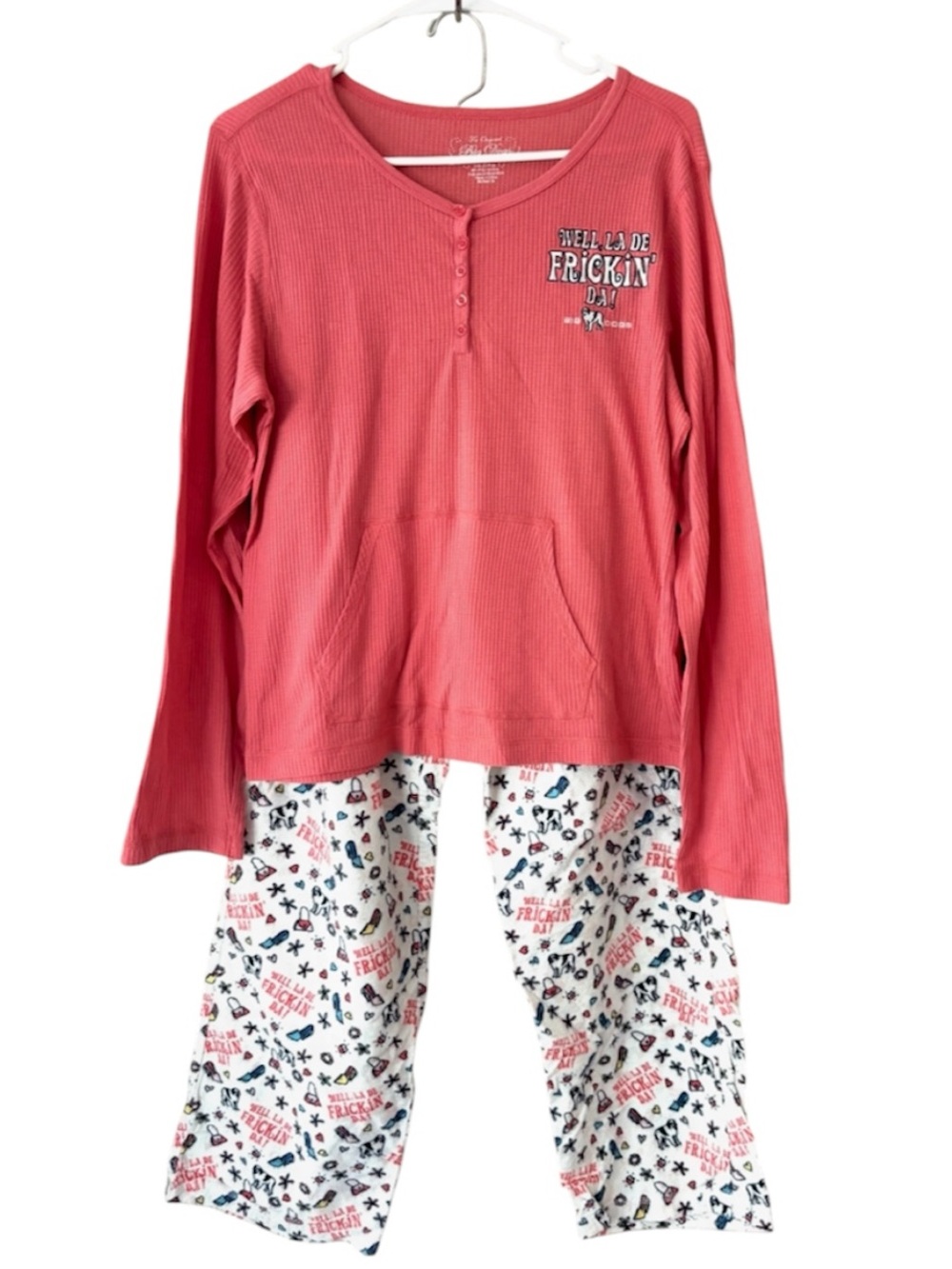 NWOT Big Dogs Pink White Doggy Print Cotton Fleece 2 Pc.Pajama Set SZ S